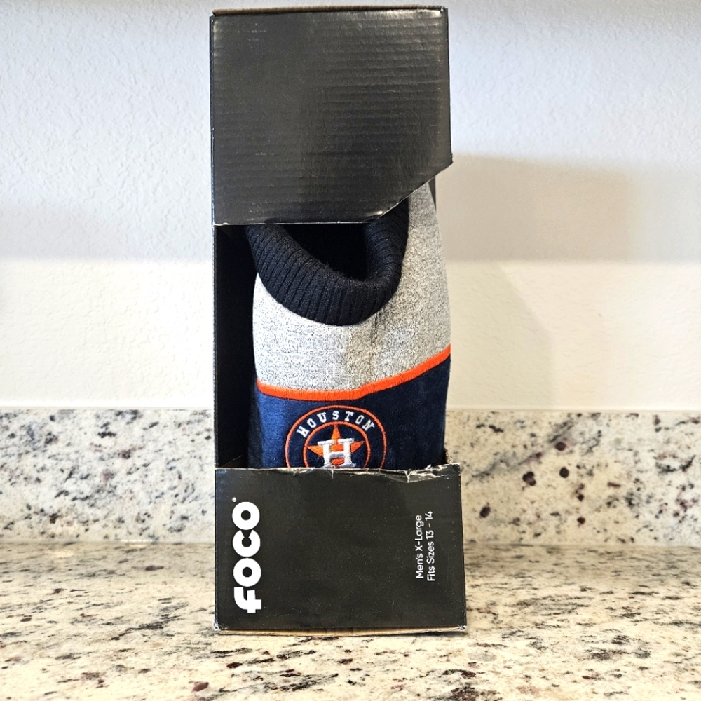 Houston Astros MLB FOCO Men's Team Cup Slippers Gray/Blue/Orange Sz 13-14